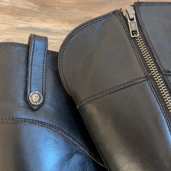 Frye-Melissa Button Black Leather Zip-up Tall Equestrian Riding Boots Sz 8 - Picture 4 of 16